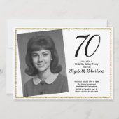 70. Custom Foto White und Gold Einladung (Vorderseite)