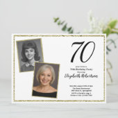 70. Custom Foto White und Gold Einladung (Stehend Vorderseite)