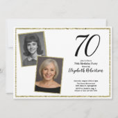 70. Custom Foto White und Gold Einladung (Vorderseite)
