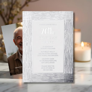 70. Custom Geburtstagsparty Silver Textured Classy Folieneinladung