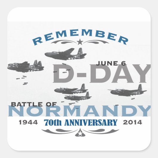 70. D-Day Air Battle of Normandie Jahrestag Quadratischer Aufkleber (Vorderseite)