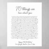 70 Dinge, die wir über Sie Liebe Poster (Vorne)