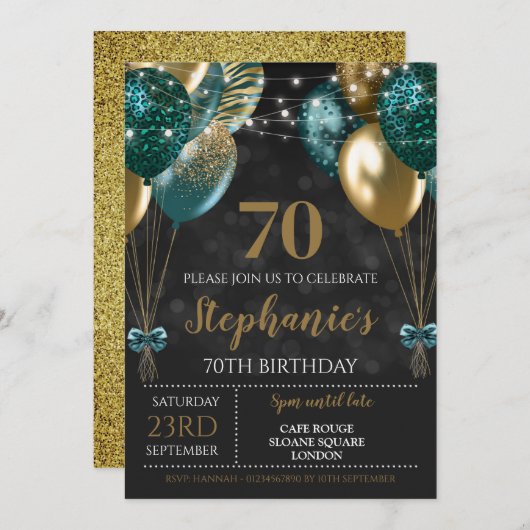 70. Einladung zu Aquamarinem Grünen Gold (Vorne/Hinten)