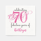 70 fabelhafte Typografie Pink Paper Napkins Serviette (Vorderseite)