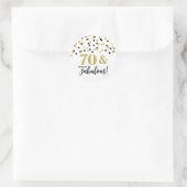 70 & Fabulous Birthday Black Gold Confetti Runder Aufkleber (Tasche)