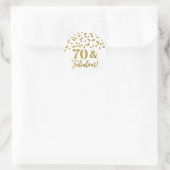 70 & Fabulous Birthday Gold Confetti Runder Aufkleber (Tasche)
