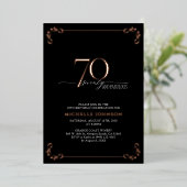 70 & Fabulous Black Rose Gold Calligraphie Geburts Folieneinladung (Stehend vorne)