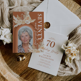 70 & Fabulous Burnt Orange Boho Birthday Einladung