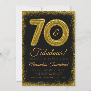 70 & Fabulous Gold-Ballon 70. Geburtstag Einladung
