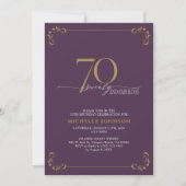 70 & Fabulous Lila & Gold Calligraphy Birthday Einladung (Vorderseite)