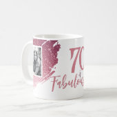 70 & Fabulous Pink Glitter 2 Photo 70th Birthday Kaffeetasse (Vorderseite Links)