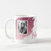 70 & Fabulous Pink Glitter 2 Photo 70th Birthday Kaffeetasse (Links)