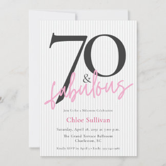 70 & Fabulous Pink Skript 70. Geburtstagsfeier Einladung