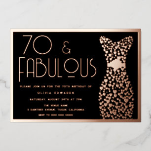 70 & Fantastisch! Roségold & Schwarz 70. Geburtsta Folieneinladung