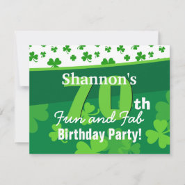 70. Fantastische Geburtstags-Grün-Kleeblätter Einladung