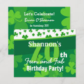 70. Fantastische Geburtstags-Grün-Kleeblätter Einladung (Vorne/Hinten)