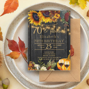 70 fantastische Jahre fallen florale rustikale Geb Einladung