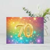 70. Farbenfroher Regenbogenstern Feiertagskarte (Stehend Vorderseite)