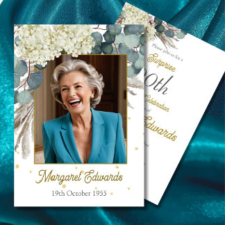 70. Flora Elegant Modernes Foto Geburtstag Einladung