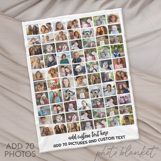 70 Foto-Collage-Raster - Benutzerdefinierter Text  Fleecedecke