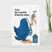 70. Funny Birthday Blue Buzzard mit Namen Karte (Vorderseite)