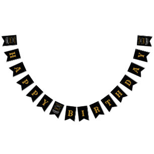 70. Geburtstag 1952 Black Gold Add Name Retro Wimpelkette