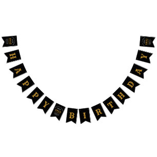 70. Geburtstag 1952 Black Gold Name Chic Elegant Wimpelkette
