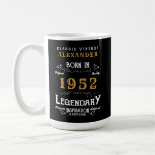 70. Geburtstag 1952 Name Legendäres Schwarz Gold G Kaffeetasse