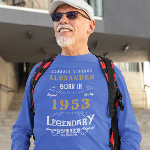 70. Geburtstag 1953 Name Blue Gold Legendary hinzu T-Shirt