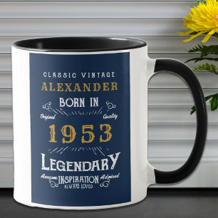70. Geburtstag 1953 Namen hinzufügen Vintage Blau Tasse