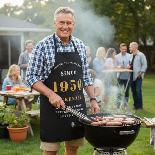 70. Geburtstag 1954 Name Chic Elegant Black Gold Schürze