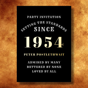 70. Geburtstag 1954 Schwarz Gold Personalisiert Fü Folieneinladung