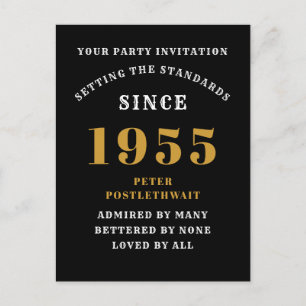 70. Geburtstag 1955 Schwarz Gold Postkarte