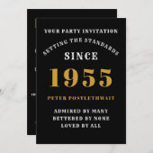 70. Geburtstag 1955 Schwarzes Gold Personalisiert Einladung (Vorne/Hinten)