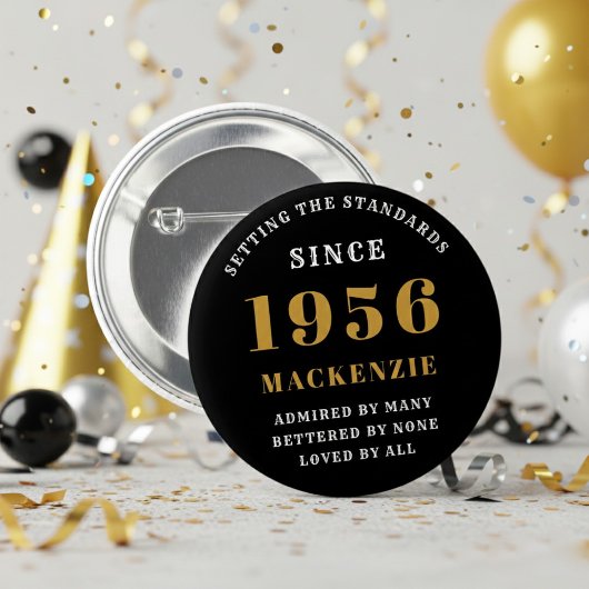 70. Geburtstag 1956 Elegant Chic Schwarz Gold Button