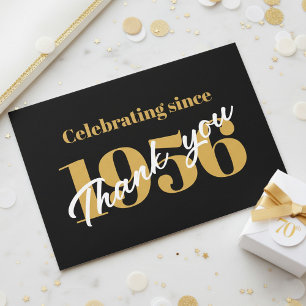 70. Geburtstag 1956 Retro Schwarz und Gold Dankeskarte