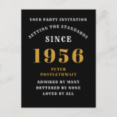 70. Geburtstag 1956 Schwarz Gold Einladung Postkarte (Vorderseite)