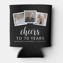 70. Geburtstag 3-Foto Schwarz-weiß Script Cheers Dosenkühler