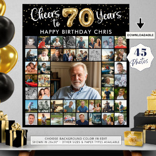 70. Geburtstag 45 Foto Collage Cheers to 70 Years Poster