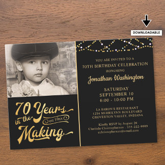70. Geburtstag 70 JAHRE IM MAKING Black Gold Einladung