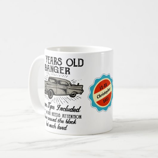 70. Geburtstag 70 Personalisierter Jahrgang Kaffeetasse (Vorderseite Links)