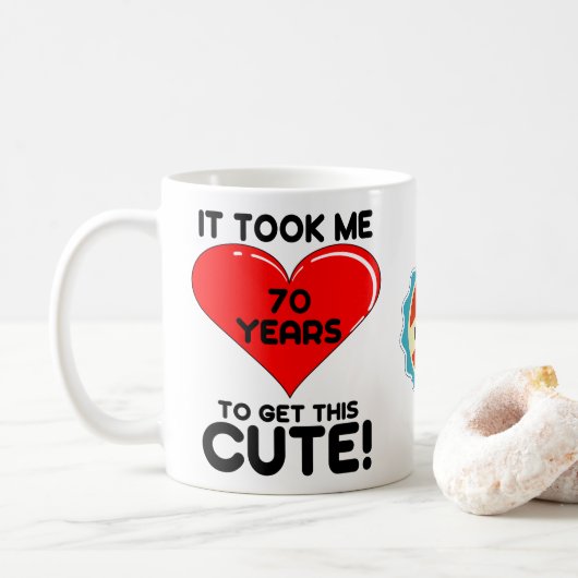 70. Geburtstag 70. Personalisiertes Niedliches Her Kaffeetasse (Mit Donut)