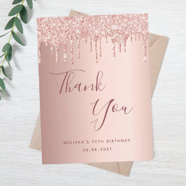 70. Geburtstag 70 Rose Gold Glitzer Tropfen Vielen Postkarte