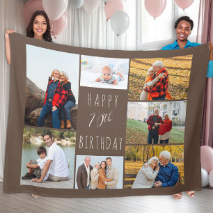 70. Geburtstag, 7. Foto Collage Brown Fleece Blank