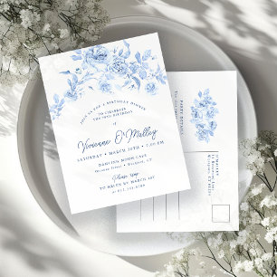 70. Geburtstag Abendessen Party Blue Floral Einladungspostkarte