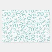 70. Geburtstag Aquamarines und weißes Zahlenmuster Geschenkpapier Set (Vorderseite 2)