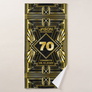 70. Geburtstag Art Deco Gold Black Great Gatsby Badehandtuch