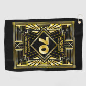70. Geburtstag Art Deco Gold Black Great Gatsby Golfhandtuch (Horizontal)