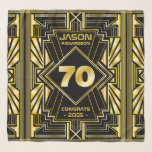 70. Geburtstag Art Deco Gold Black Great Gatsby Schal<br><div class="desc">Feiern Sie Ihren Geburtstag mit diesem einzigartigen Art-Déco-Stil,  einem großartigen Gatsby-inspiriert Design,  das geometrische Formen in leuchtendem Gold über schwarzem Hintergrund bietet. Ein elegantes,  elegantes,  geschlechtsneutrales Aussehen,  das perfekt zum Gedenken an diesen besonderen Geburtstag mit dem Jazz-Geschmack der Roaring Zwanziger passt.</div>