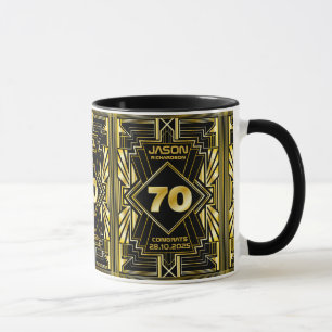 70. Geburtstag Art Deco Gold Black Great Gatsby Tasse